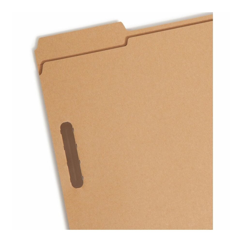 Smead 1/3 Tab Cut Letter Recycled Fastener Folder - 8 1/2" x 11" - 3/4" Expansion - 2 x 2K Fastener - 2" for Folder - Top Tab Location - Assorted Tab Position - 11 pt. - 2 Plys - Kraft - Reinforced Ta. Picture 3