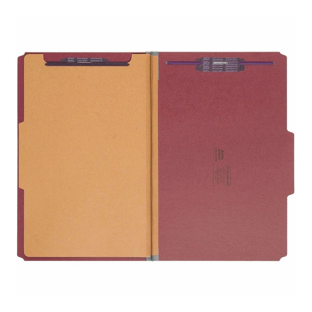 Smead SafeSHIELD 2/5 Tab Cut Legal Recycled Classification Folder - 8 1/2" x 14" - 2" Expansion - 2 x 2S Fastener - 2" for Folder - Top Tab Location - Right of Center Tab Position - 1 Divider - 25 pt.. Picture 3