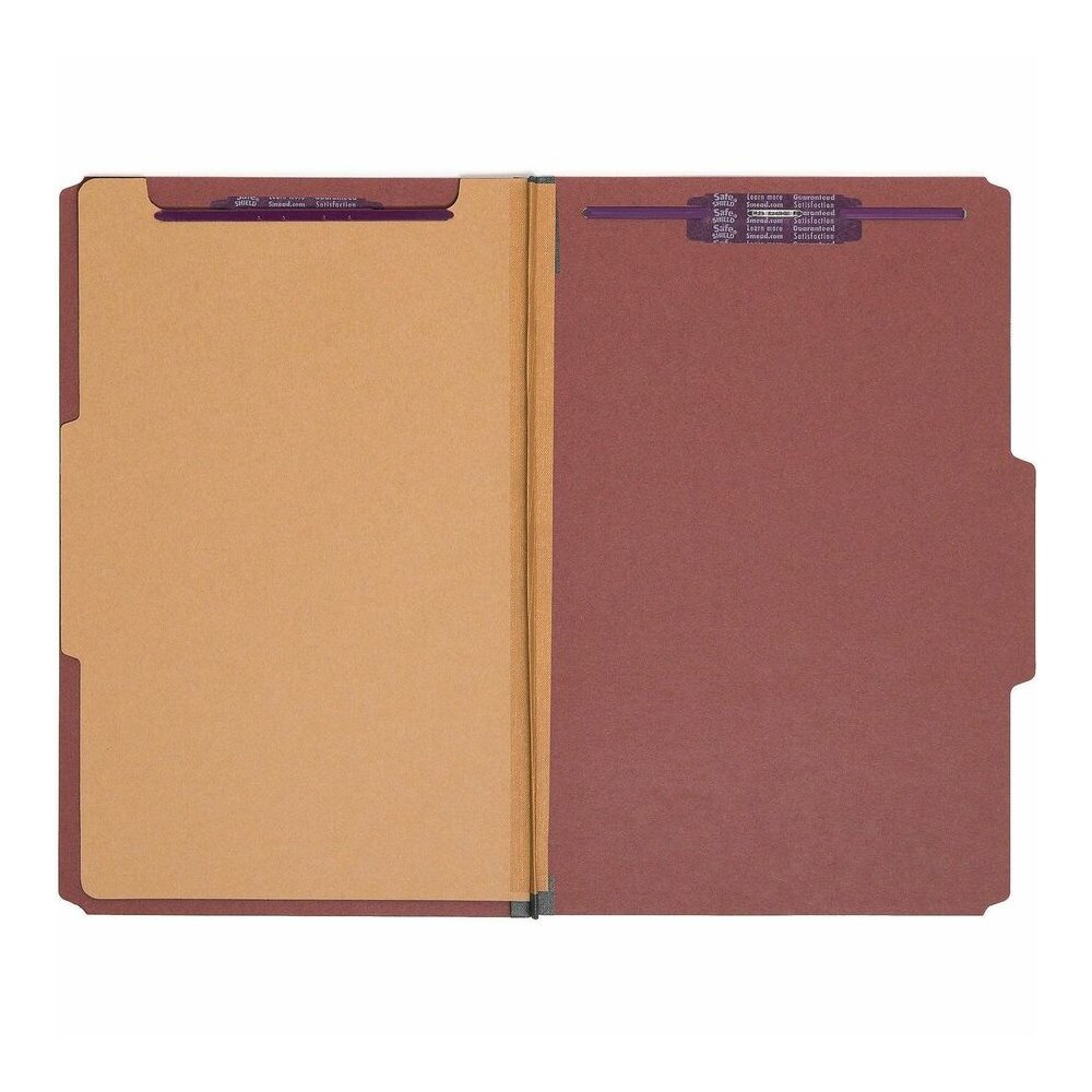 Smead SafeSHIELD 2/5 Tab Cut Legal Recycled Classification Folder - 8 1/2" x 14" - 2" Expansion - 2 x 2S Fastener - 2" for Folder - Top Tab Location - Right of Center Tab Position - 1 Divider - 25 pt.. Picture 4