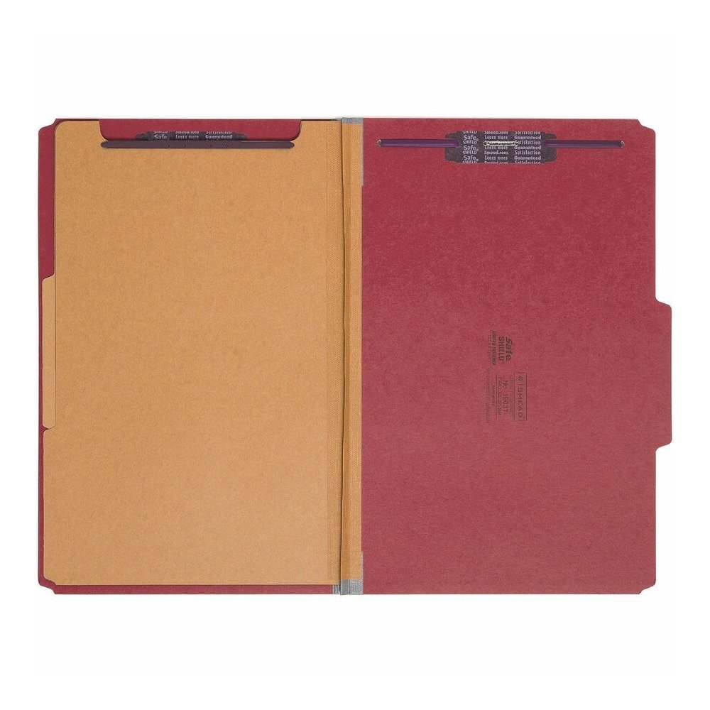 Smead SafeSHIELD 2/5 Tab Cut Legal Recycled Classification Folder - 8 1/2" x 14" - 2" Expansion - 2 x 2S Fastener - 2" for Folder - Top Tab Location - Right of Center Tab Position - 2 Divider - 25 pt.. Picture 4