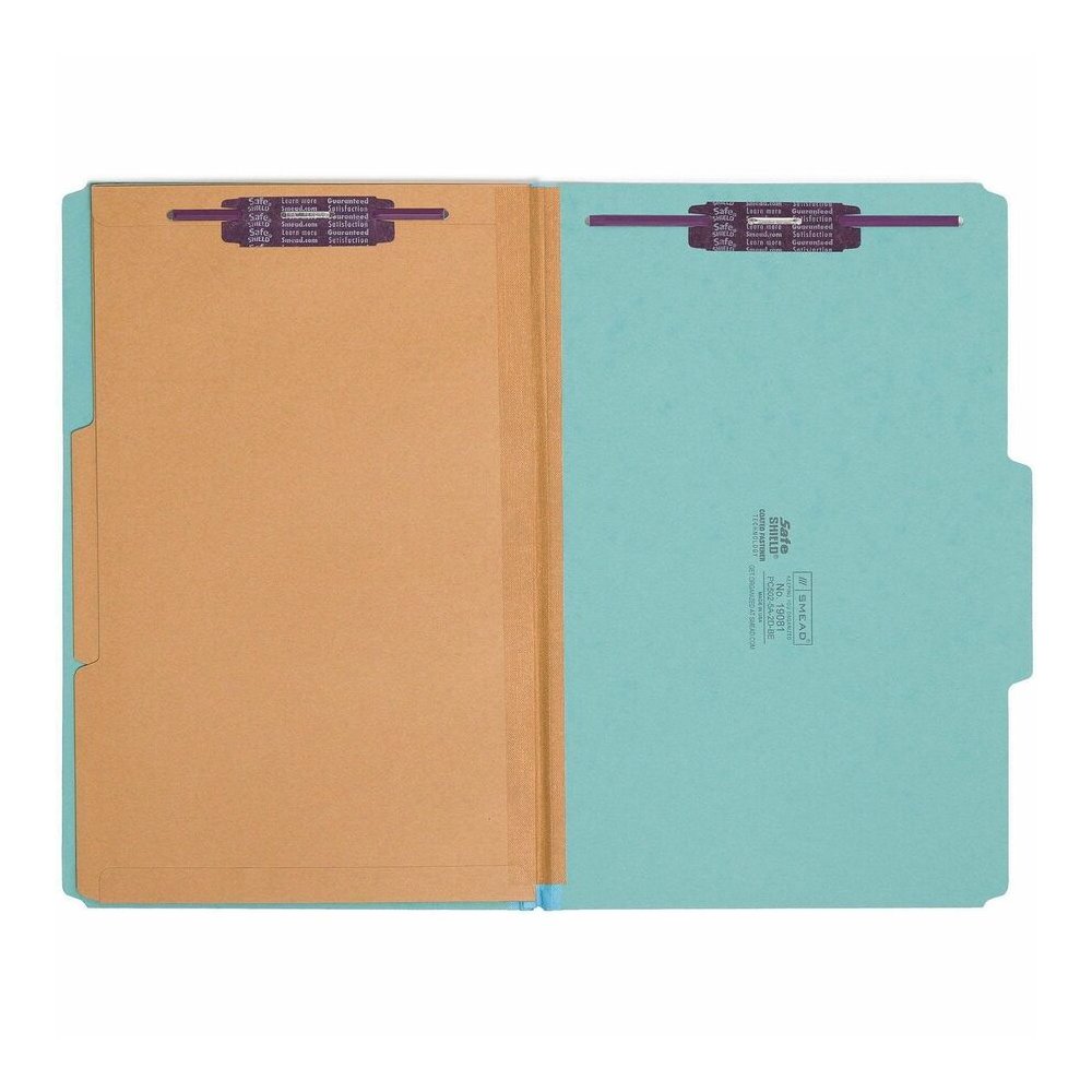 Smead SafeSHIELD 2/5 Tab Cut Legal Recycled Classification Folder - 8 1/2" x 14" - 2" Expansion - 2 x 2S Fastener - 2" for Folder - 2 Pocket - Top Tab Location - Right of Center Tab Position - 2 Divid. Picture 5
