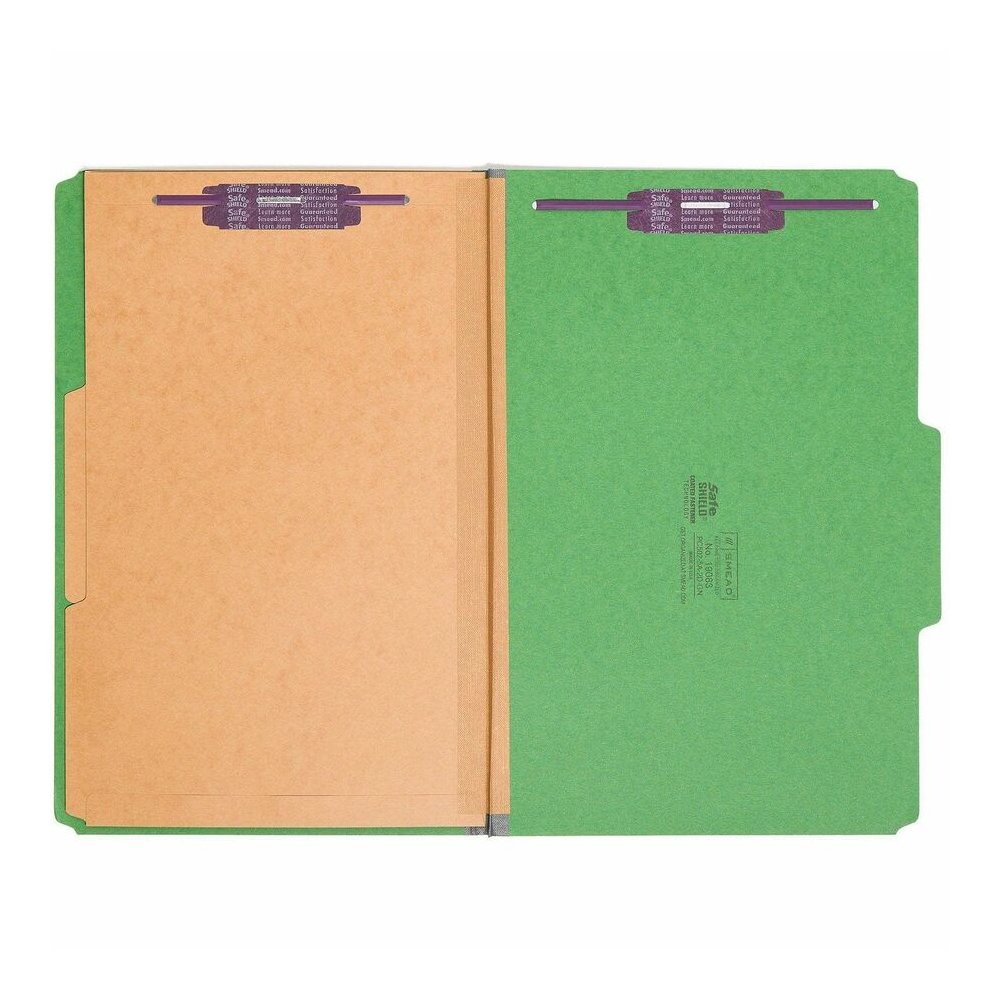 Smead SafeSHIELD 2/5 Tab Cut Legal Recycled Classification Folder - 8 1/2" x 14" - 2" Expansion - 2 x 2S Fastener - 2" for Folder - 2 Pocket - Top Tab Location - Right of Center Tab Position - 2 Divid. Picture 5