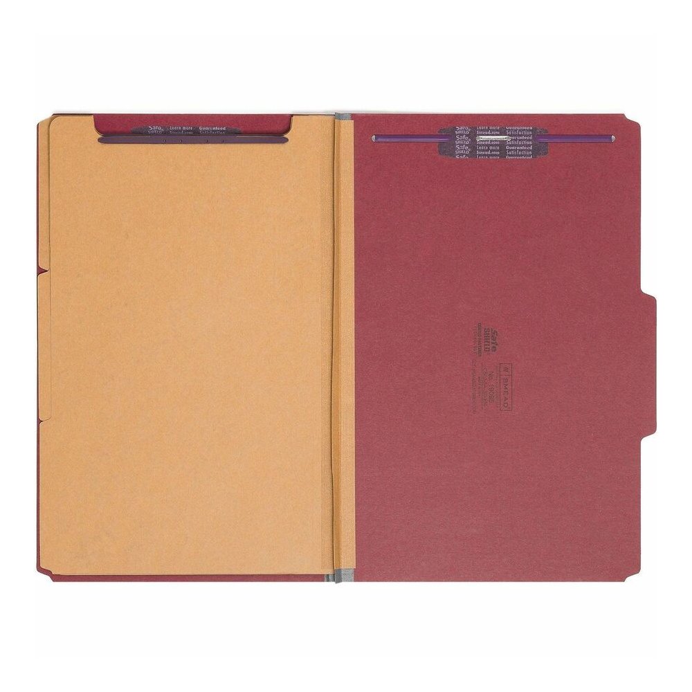 Smead SafeSHIELD 2/5 Tab Cut Legal Recycled Classification Folder - 8 1/2" x 14" - 3" Expansion - 2 x 2S Fastener - 2" for Folder - Top Tab Location - Right of Center Tab Position - 3 Divider - 25 pt.. Picture 5