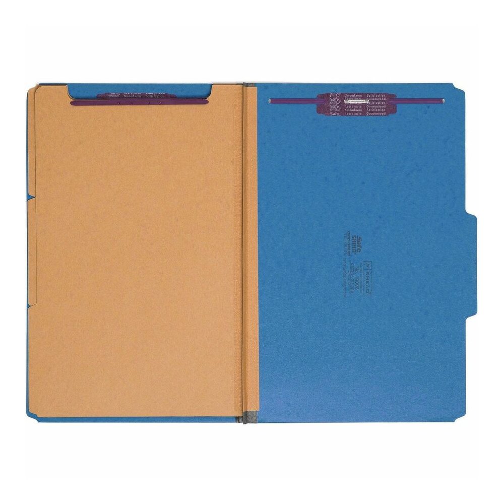 Smead SafeSHIELD 2/5 Tab Cut Legal Recycled Classification Folder - 8 1/2" x 14" - 3" Expansion - 2 x 2S Fastener - 2" for Folder - Top Tab Location - Right of Center Tab Position - 3 Divider - 25 pt.. Picture 5