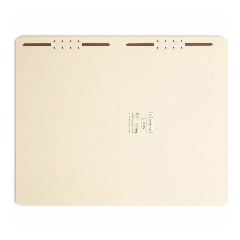 Smead Straight Tab Cut Legal Recycled Fastener Folder - 8 1/2" x 14" - 3/4" Expansion - 2 x 2K Fastener - 2" for Folder - 11 pt. - 2 Plys - Manila - Reinforced Tab - 10% Recycled - 50 / Box. Picture 2