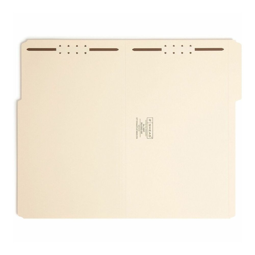 Smead 1/3 Tab Cut Legal Recycled Fastener Folder - 8 1/2" x 14" - 3/4" Expansion - 2 x 2K Fastener - 2" for Folder - Top Tab Location - Assorted Tab Position - 11 pt. - 2 Plys - Manila - Reinforced Ta. Picture 3