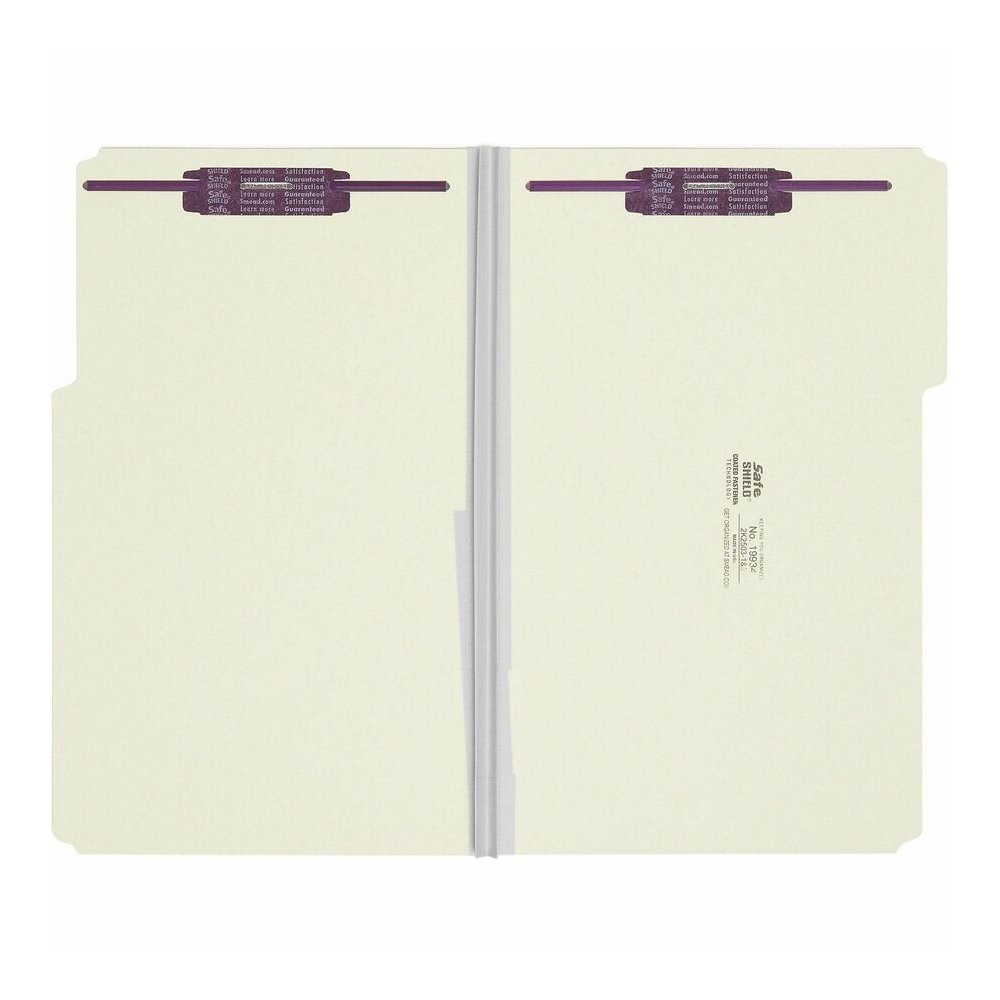 Smead 1/3 Tab Cut Legal Recycled Fastener Folder - 8 1/2" x 14" - 2" Expansion - 2 x 2S Fastener - 2" for Folder - Top Tab Location - Assorted Tab Position - 25 pt. - Pressboard - Gray, Green - 100% R. Picture 4