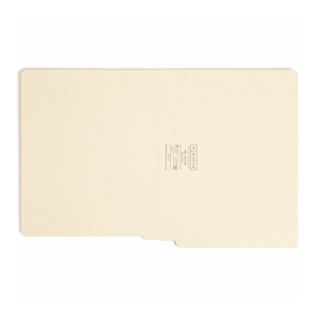 Smead Shelf-Master Straight Tab Cut Letter Recycled End Tab File Folder - 8 1/2" x 11" - 3/4" Expansion - 11 pt. - 2 Plys - Manila - Reinforced Tab, Embossed - 10% Recycled - 100 / Box. Picture 4