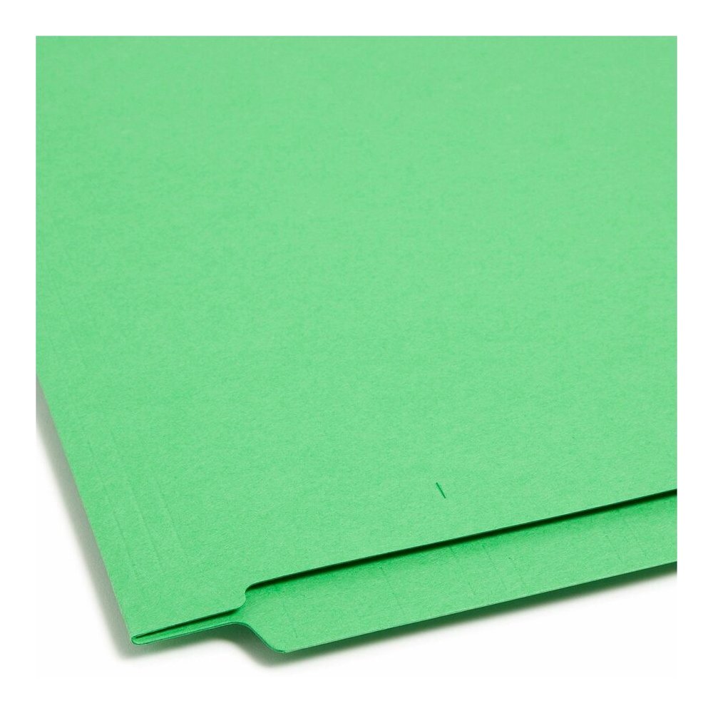 Smead Colored Straight Tab Cut Letter Recycled End Tab File Folder - 8 1/2" x 11" - 3/4" Expansion - 11 pt. - 2 Plys - Green - Heavy Duty, Reinforced Tab - 10% Recycled - 100 / Box. Picture 3