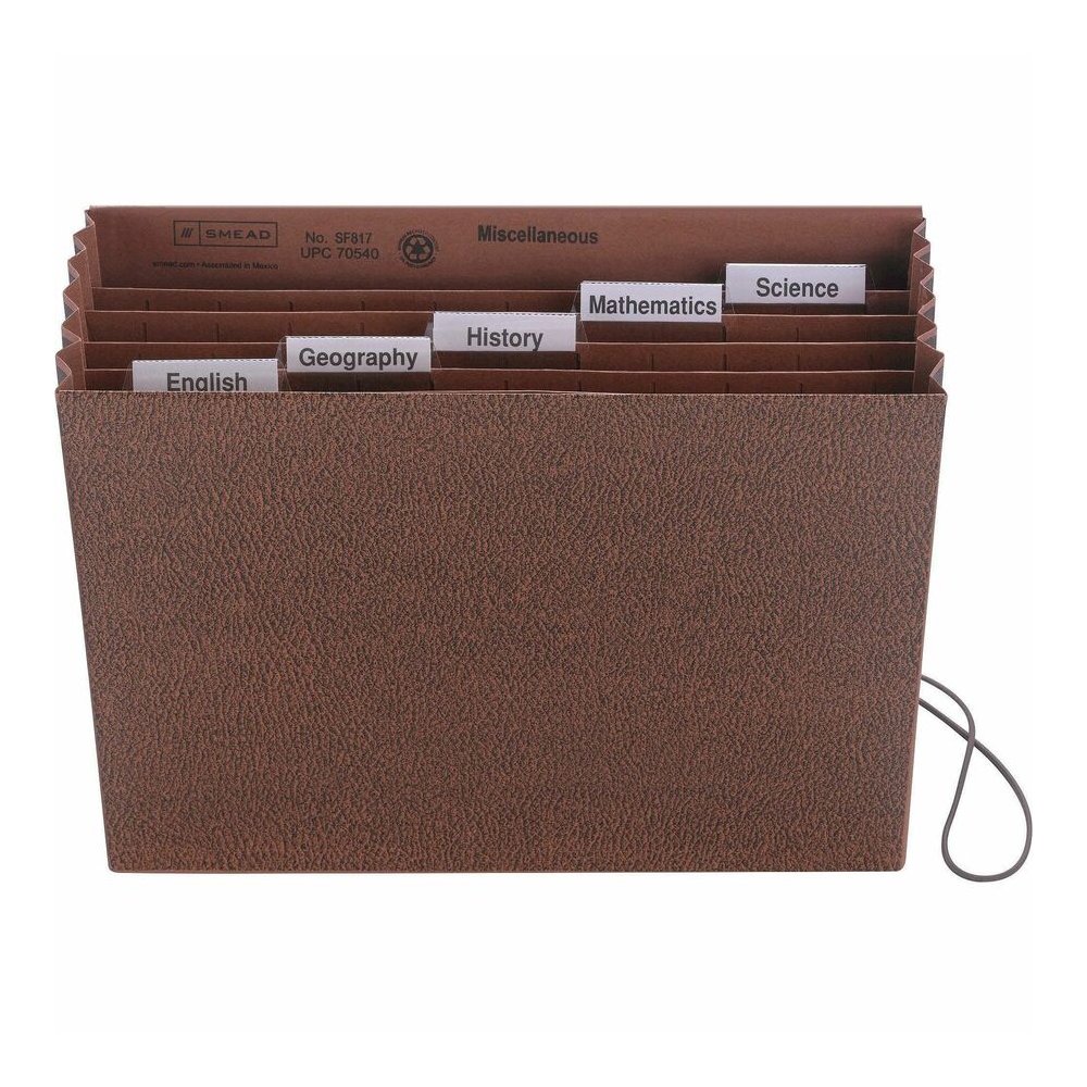 Smead 1/5 Tab Cut Letter Recycled Expanding File - 8 1/2" x 11" - 5 1/4" Expansion - 6 Pocket - Top Tab Location - Assorted Tab Position - Redrope - Elastic Closure, Flap - 30% Recycled - 1 Each. Picture 2