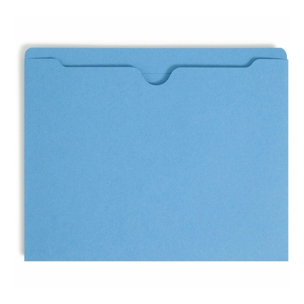 Smead Colored Straight Tab Cut Letter Recycled File Jacket - 8 1/2" x 11" - 11 pt. - 2 Plys - Blue - Slip Resistant, Reinforced Tab - 10% Recycled - 100 / Box. Picture 4