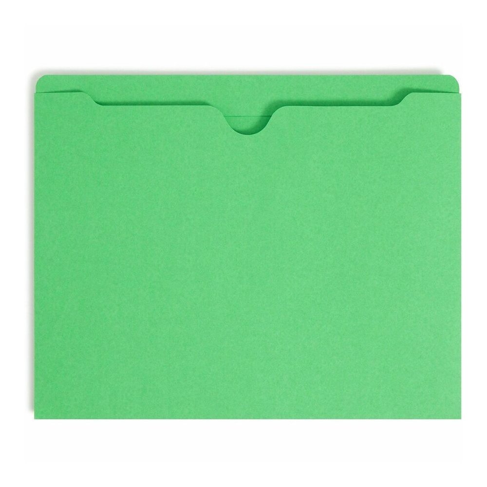 Smead Colored Straight Tab Cut Letter Recycled File Jacket - 8 1/2" x 11" - 11 pt. - 2 Plys - Green - Slip Resistant, Reinforced Tab - 10% Recycled - 100 / Box. Picture 4