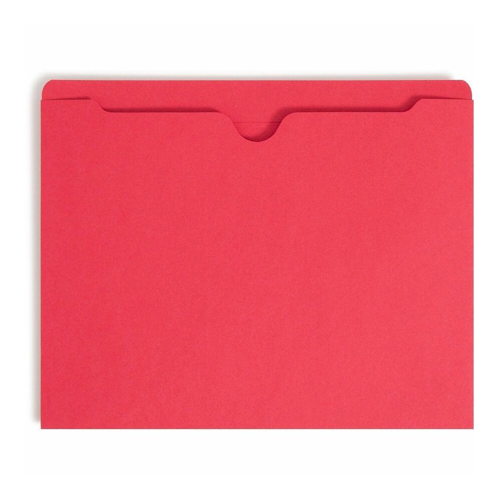 Smead Colored Straight Tab Cut Letter Recycled File Jacket - 8 1/2" x 11" - 11 pt. - 2 Plys - Red - Slip Resistant, Reinforced Tab - 10% Recycled - 100 / Box. Picture 4
