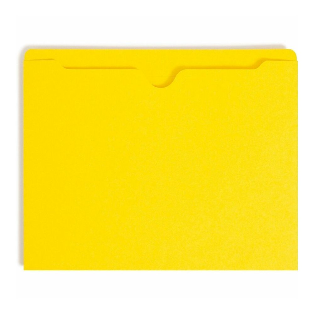 Smead Colored Straight Tab Cut Letter Recycled File Jacket - 8 1/2" x 11" - 11 pt. - 2 Plys - Yellow - Slip Resistant, Reinforced Tab - 10% Recycled - 100 / Box. Picture 4