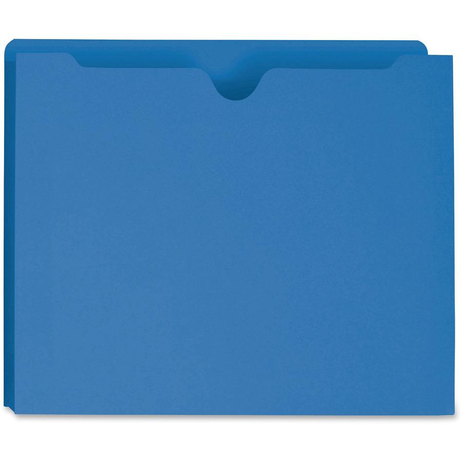 Smead Colored Straight Tab Cut Letter Recycled File Jacket - 8 1/2" x 11" - 2" Expansion - 11 pt. - 2 Plys - Blue - Slip Resistant, Reinforced Tab - 10% Recycled - 50 / Box. Picture 6