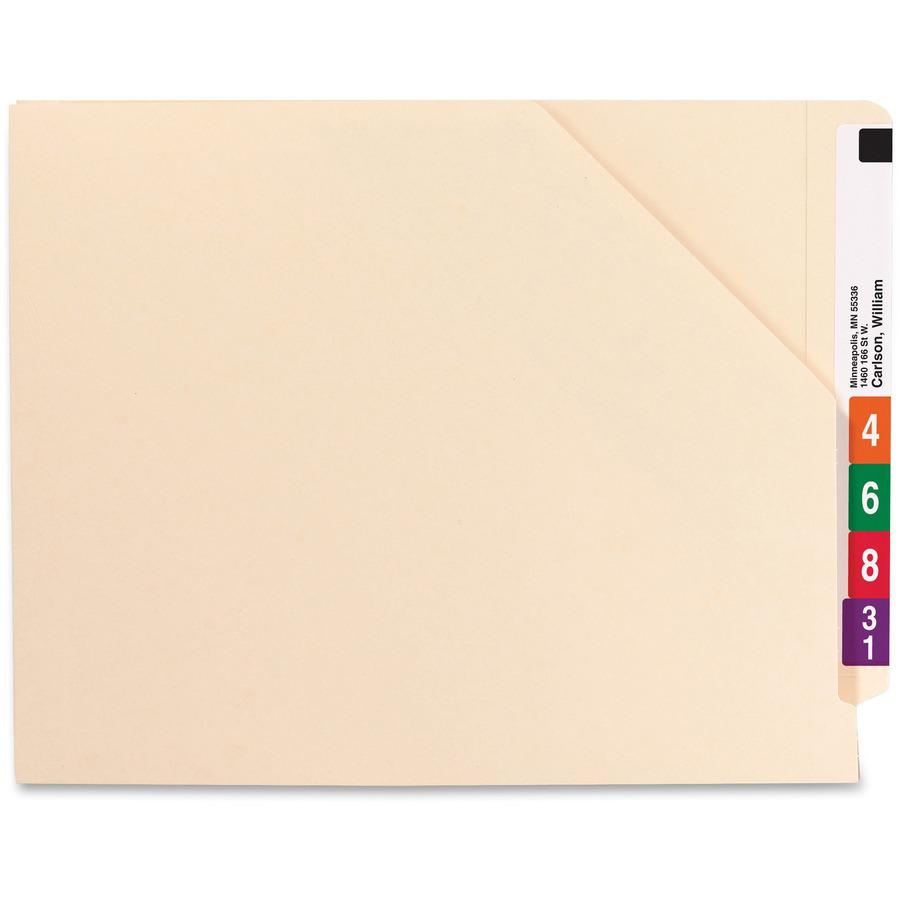 Smead Shelf-Master Straight Tab Cut Letter Recycled File Jacket - 8 1/2" x 11" - 1 1/2" Expansion - 14 pt. - 2 Plys - Manila - 10% Recycled - 50 / Box. Picture 4