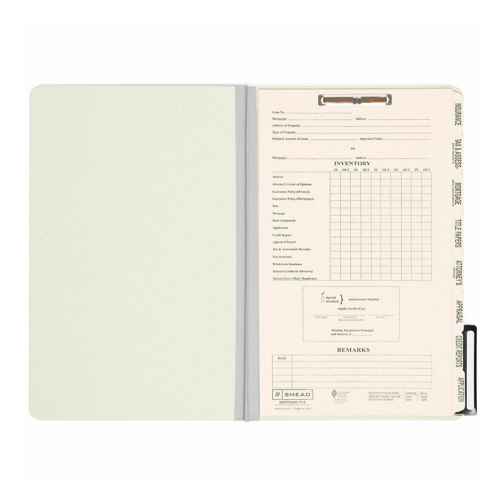 Smead 2/5 Tab Cut Legal Recycled Classification Folder - 8 1/2" x 14" - 1" Expansion - 1 x 2K Fastener - 2" for Folder - Top Tab Location - Right Tab Position - 8 Divider - 25 pt. - Pressboard - Gray,. Picture 4