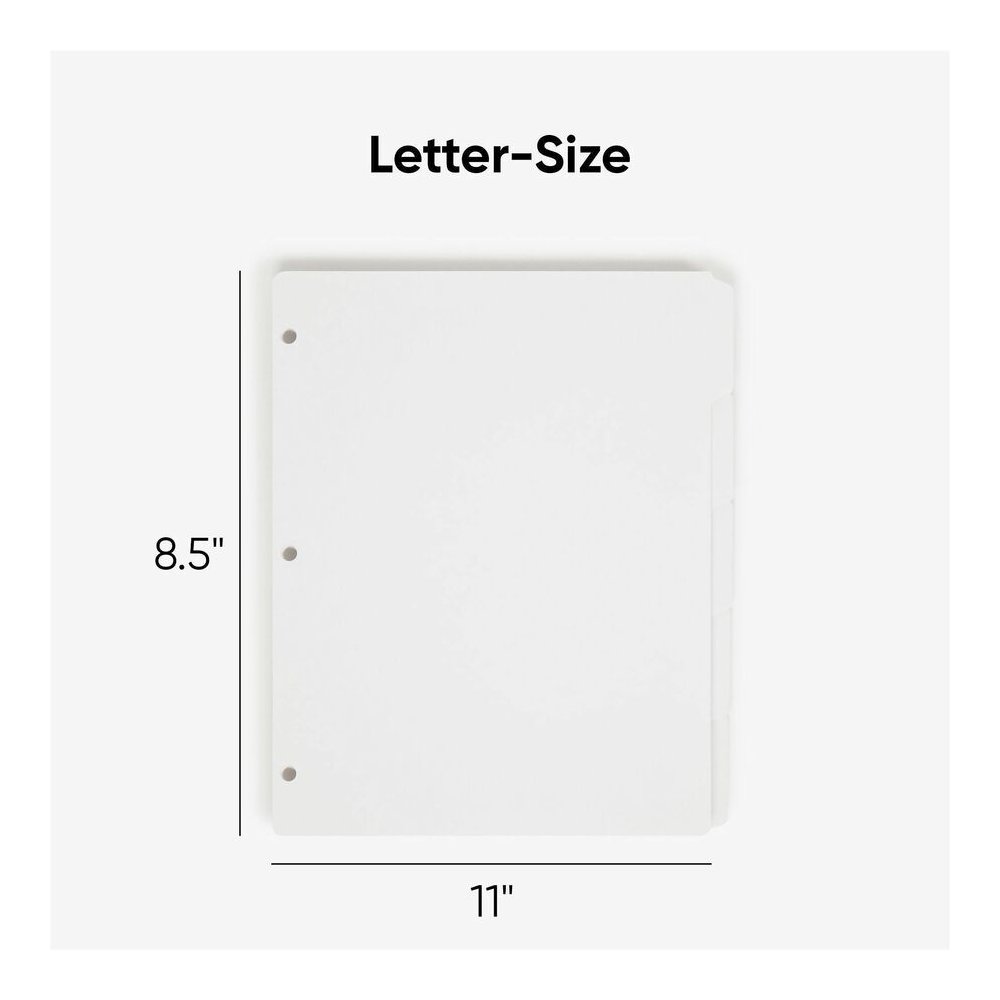 Smead Three-Ring Binder Index Dividers - 5 Tab(s)/Set - Letter - 8.50" Width x 11" Length - White Divider - 10% Recycled - Punched - 1 Box. Picture 3