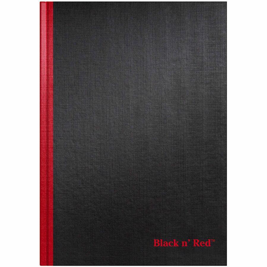 Black n' Red Casebound Ruled Notebooks - A4 - 96 Sheets - Sewn - 24 lb Basis Weight - A4 - 8 1/4" x 11 3/4" - White Paper - Red Binding - BlackHeavyweight Cover - Hard Cover, Ribbon Marker - 1 Each. Picture 4