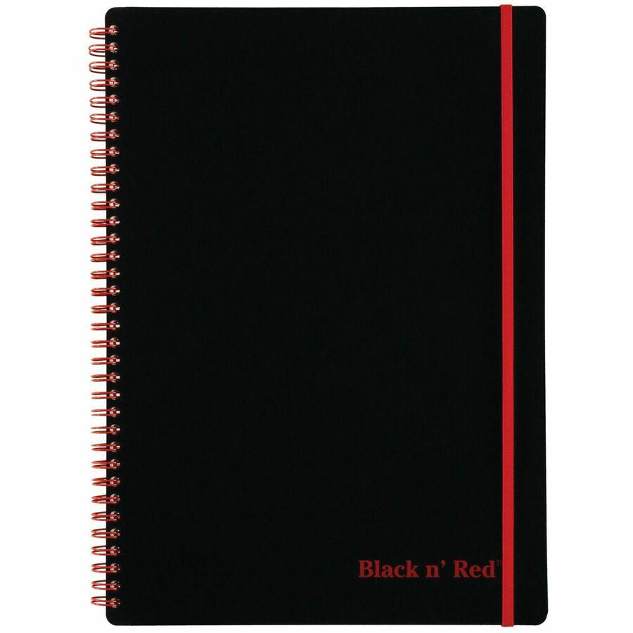 Black n' Red Soft Cover Business Notebook - 70 Sheets - Twin Wirebound - Ruled Margin - 24 lb Basis Weight - 8 1/4" x 11 3/4" - White Paper - Red Binding - BlackPolypropylene Cover - Perforated, Flexi. Picture 4