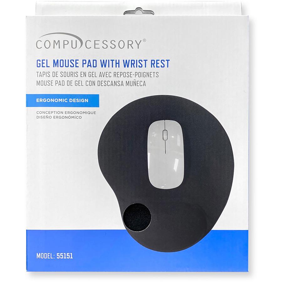 Compucessory Gel Mouse Pads - 9" Height x 10" Width x 1" Depth - Black - Gel - 1 Each. Picture 4