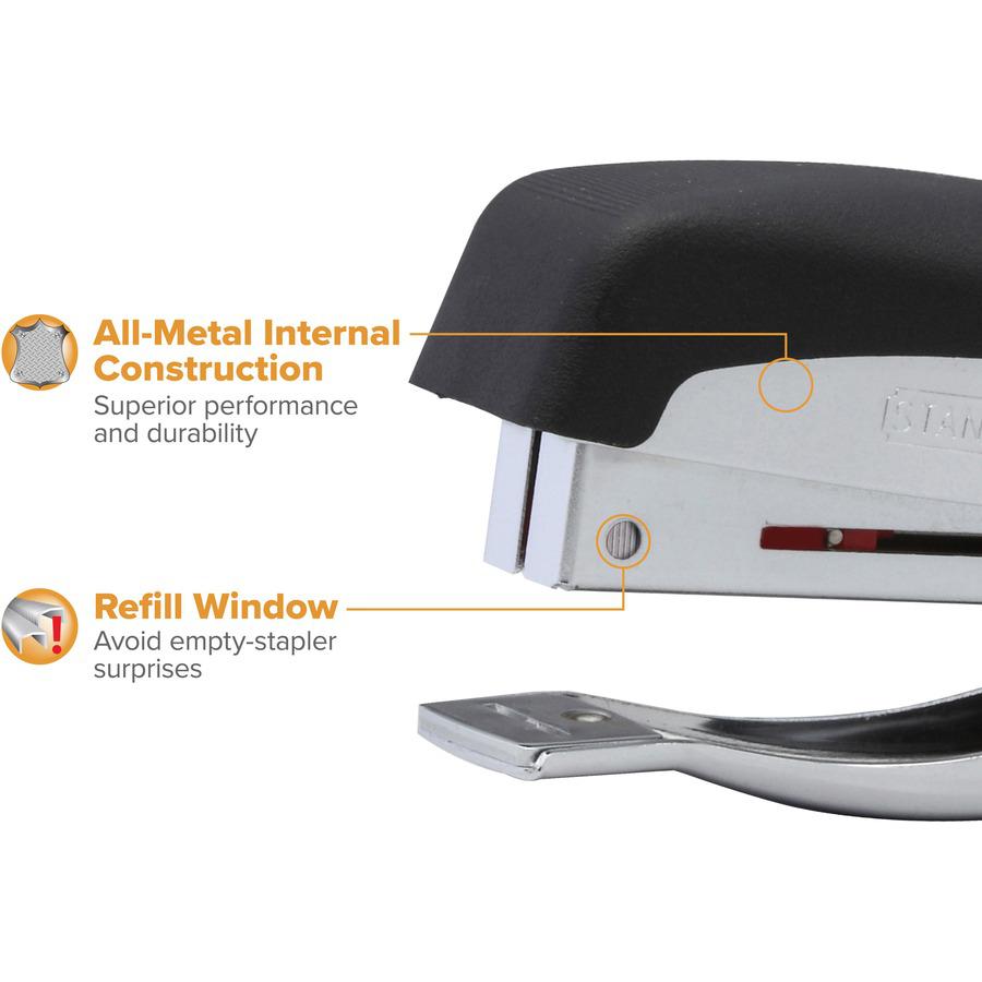 Bostitch Deluxe Hand-held Stapler - 20 of 20lb Paper Sheets Capacity - 105 Staple Capacity - Half Strip - 1/4" Staple Size - 1 Each - Chrome. Picture 7