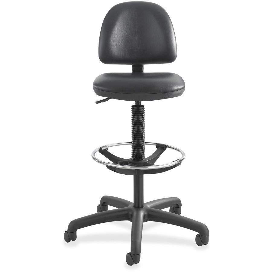 Safco Precision Extended Height Drafting Chair - Vinyl Black Seat Color - Vinyl Seat Material - Black Frame Color - 5-star Base - Black - 1 Each. Picture 6