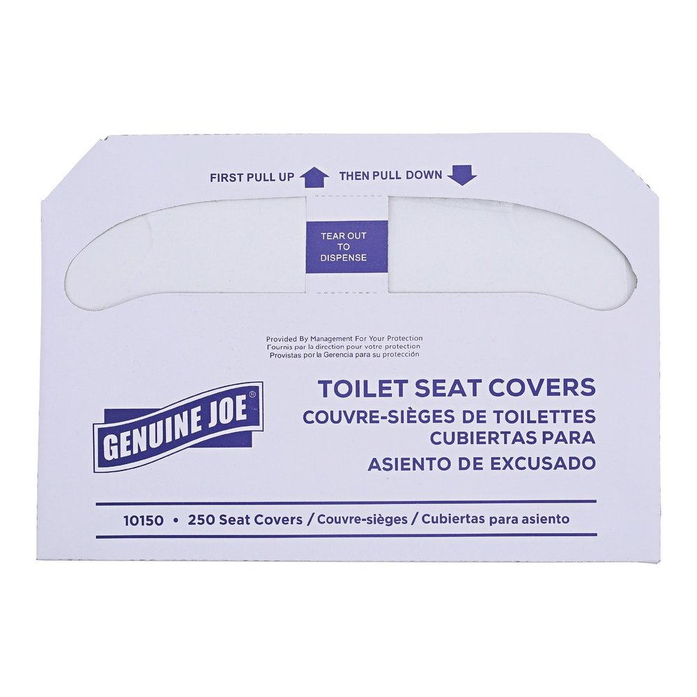 Genuine Joe Half-fold Toilet Seat Covers - Half-fold - For Public Toilet - White - 250/Pack - 10 / Carton. Picture 2