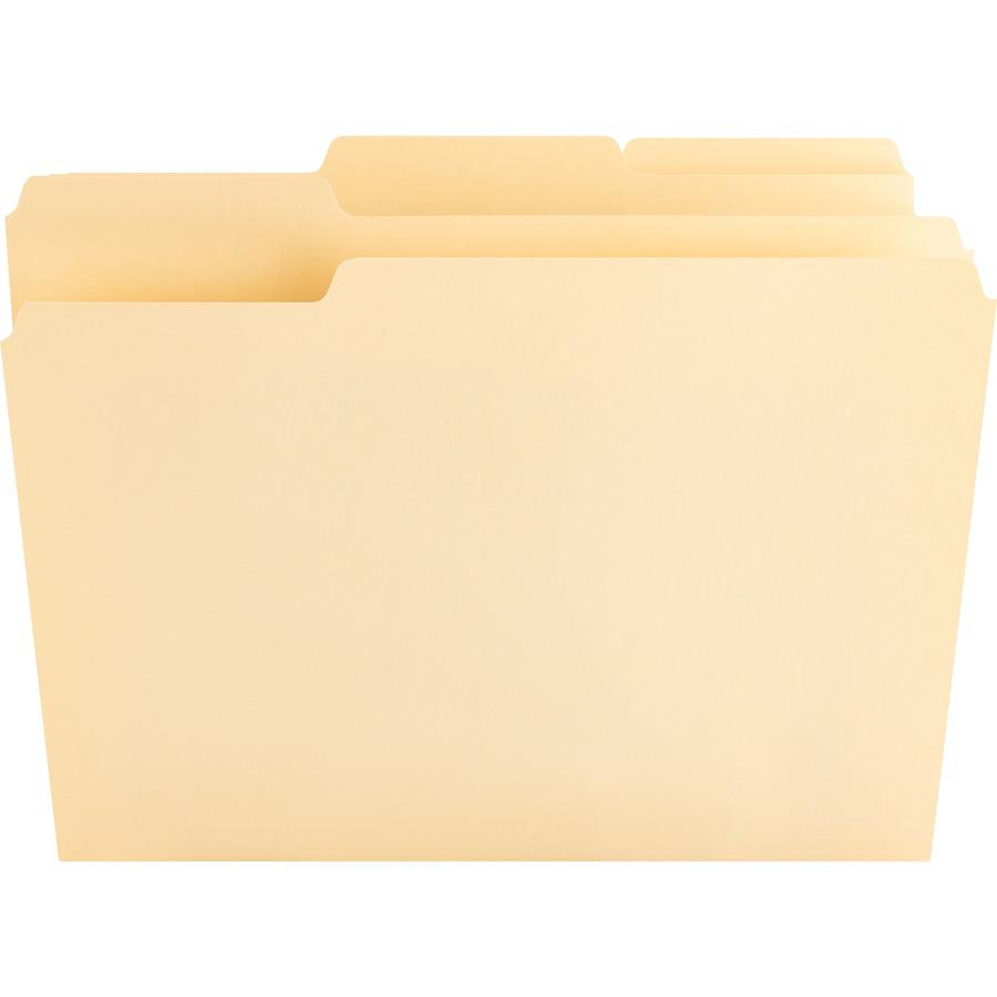 Nature Saver 1/3 Tab Cut Letter Recycled Top Tab File Folder - 8 1/2" x 11" - 3/4" Expansion - Top Tab Location - Assorted Position Tab Position - Manila - Manila - 100% Recycled - 100 / Box. Picture 9