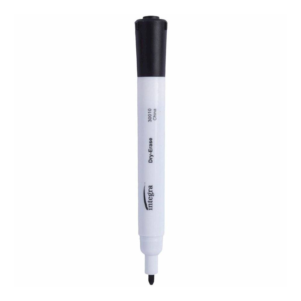Integra Chisel Point Dry-erase Markers - Black Ink - Fiber Tip - Writing - 1 Dozen. Picture 2