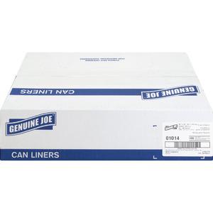 Genuine Joe Clear Trash Can Liners - Extra Large Size - 60 gal Capacity - 58" Length x 38" Width x 0.80 mil (20 Micron) Thickness - Low Density - Clear - Film - Multipurpose - 100 / Carton. Picture 3