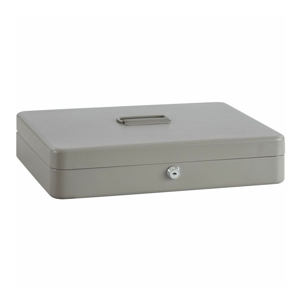 Sparco All-Steel Locking Cash Box with Tray - 5 Bill - 5 Coin - Steel - Gray - 2" Height x 10.5" Width x 15" Depth. Picture 2