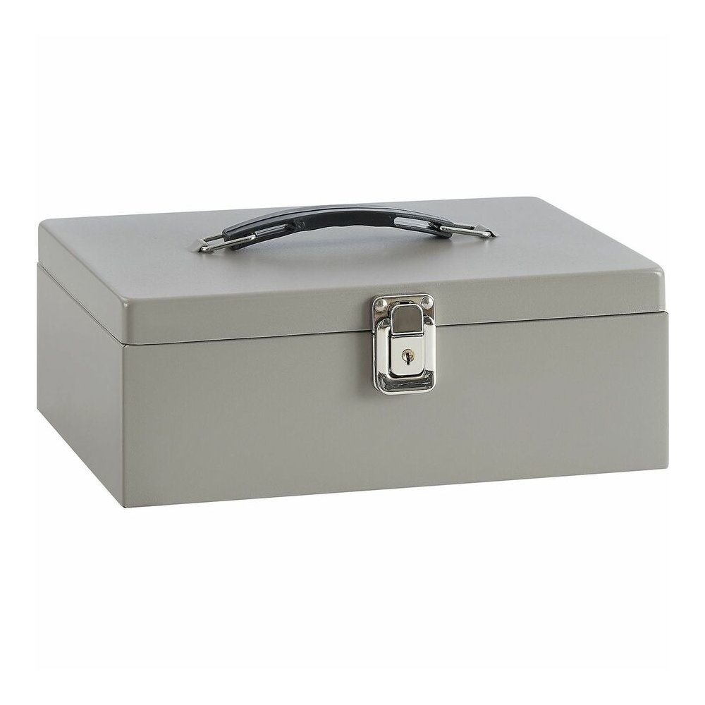 Sparco All-Steel Cash Box with Latch Lock - 1 Bill - 6 Coin - Steel - Gray - 4" Height x 11" Width x 7.8" Depth. Picture 2