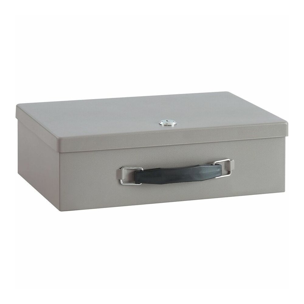 Sparco All-Steel Insulated Cash Box - Steel - Gray - 3.8" Height x 12.8" Width x 8.3" Depth. Picture 2