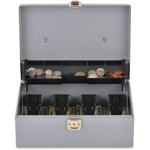 Sparco Controller Cash Box - 5 Coin - Gray - 3.4" Height x 11.4" Width x 7.5" Depth. Picture 5