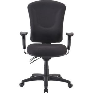 Lorell Contoured Managerial Task Chair - Black Polyester Seat - Black Frame - 1 Each. Picture 7