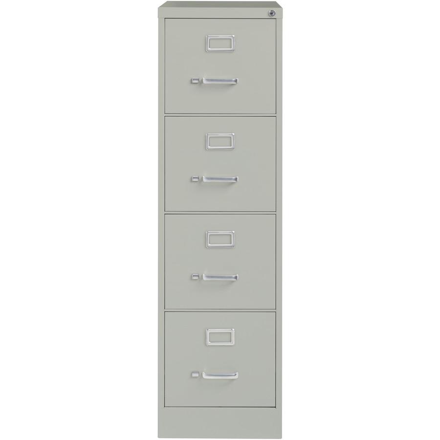 Lorell Fortress Series 26-1/2" Commercial-Grade Vertical File Cabinet - 15" Width x 26.5" Depth x 52" Height - 4 x Drawer(s) for File - Letter - Vertical - Security Lock, Ball-bearing Suspension, Heav. Picture 3
