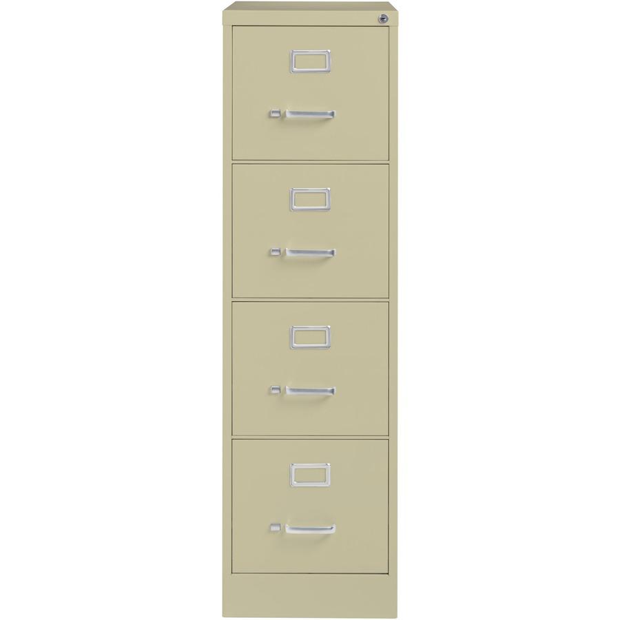 Lorell Fortress Series 26-1/2" Commercial-Grade Vertical File Cabinet - 15" Width x 26.5" Depth x 52" Height - 4 x Drawer(s) for File - Letter - Vertical - Security Lock, Ball-bearing Suspension, Heav. Picture 3