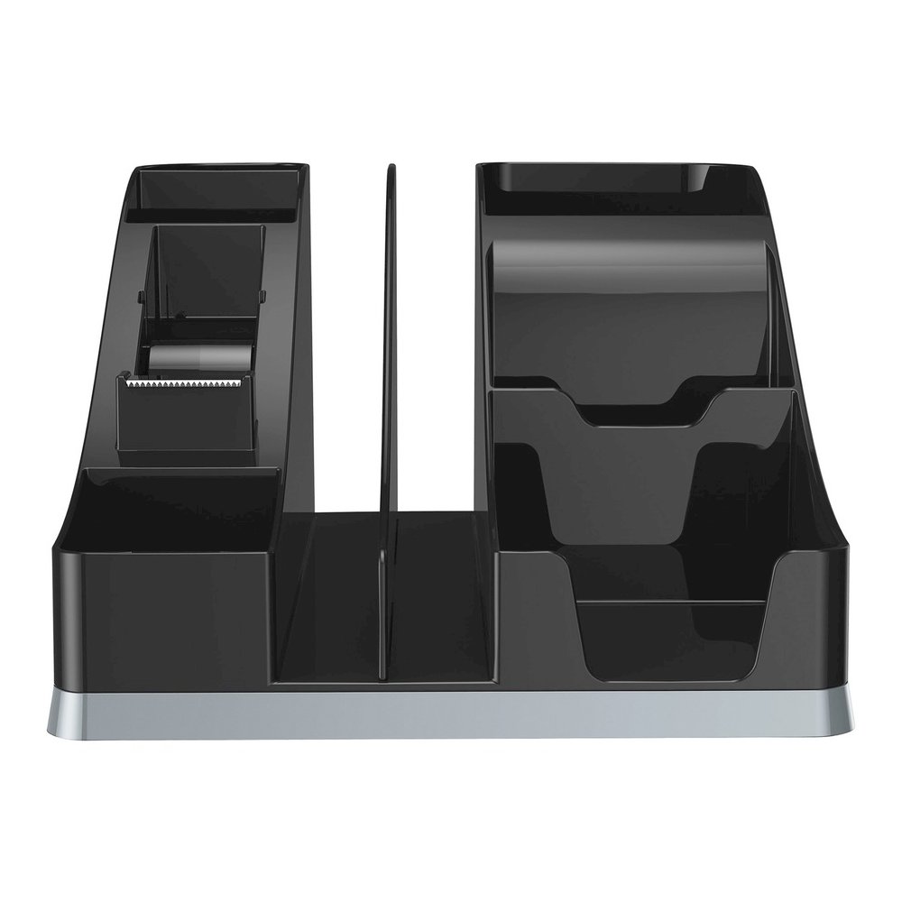 Deflecto Silouettes All-in-One Caddy - 6 Compartment(s) - 5.19" Height x 8.13" Width x 9.13" Depth - Desktop - Cable Management, Removable Divider - Silver - 1 Each. Picture 3