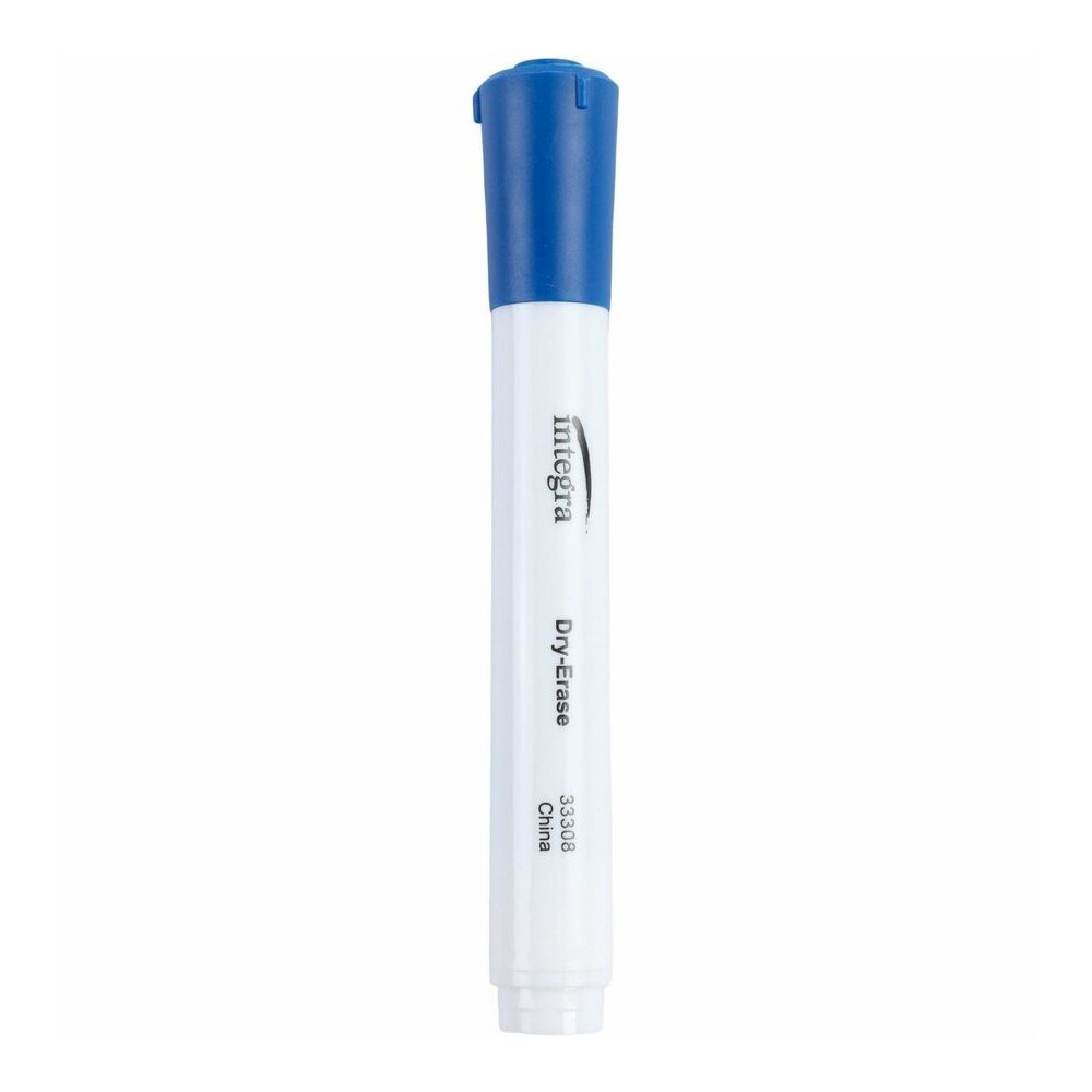 Integra Chisel Point Dry-erase Markers - Blue Ink - Fiber Tip - Writing - 1 Dozen. Picture 3