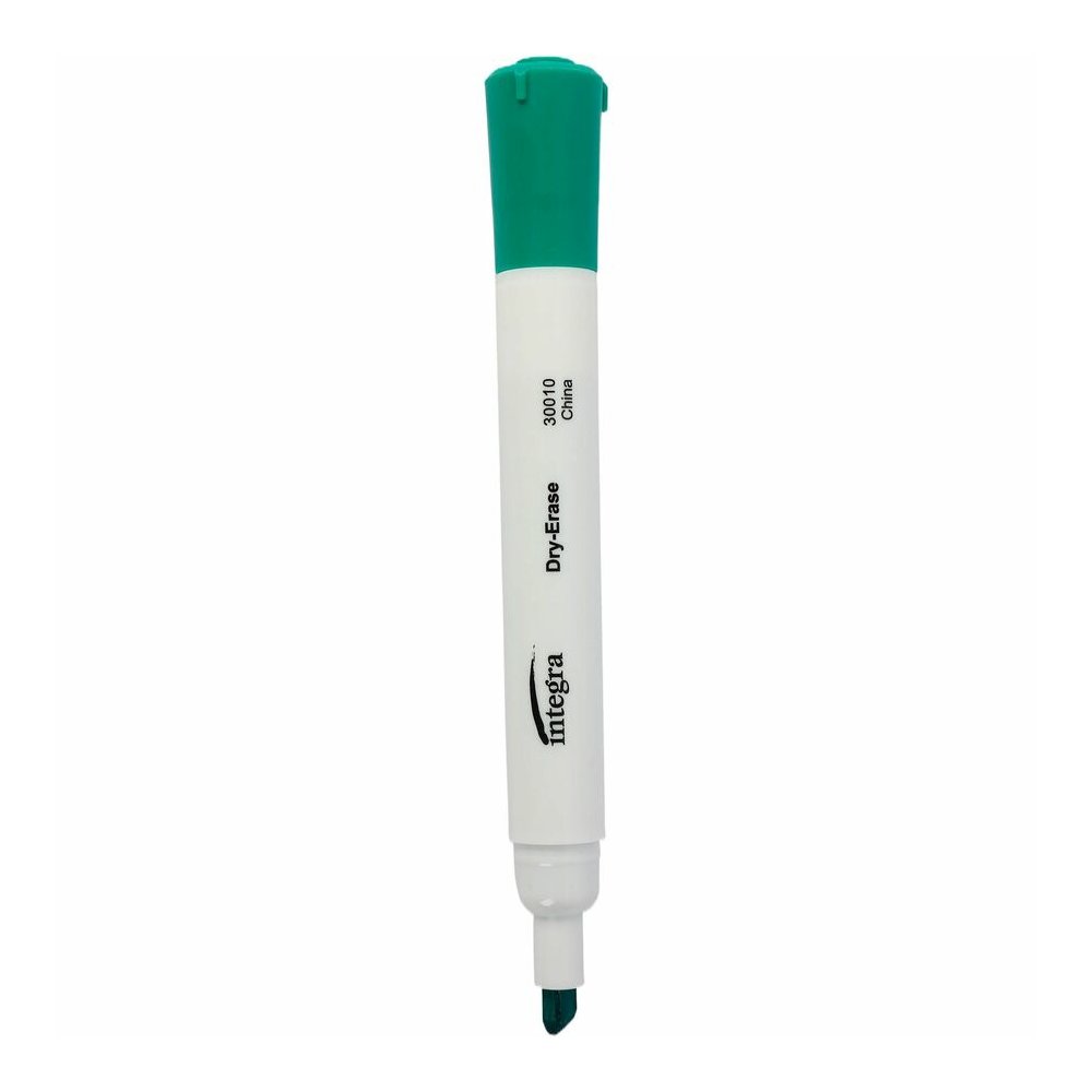Integra Chisel Point Dry-erase Markers - Green Ink - Fiber Tip - Writing - 1 Dozen. Picture 3