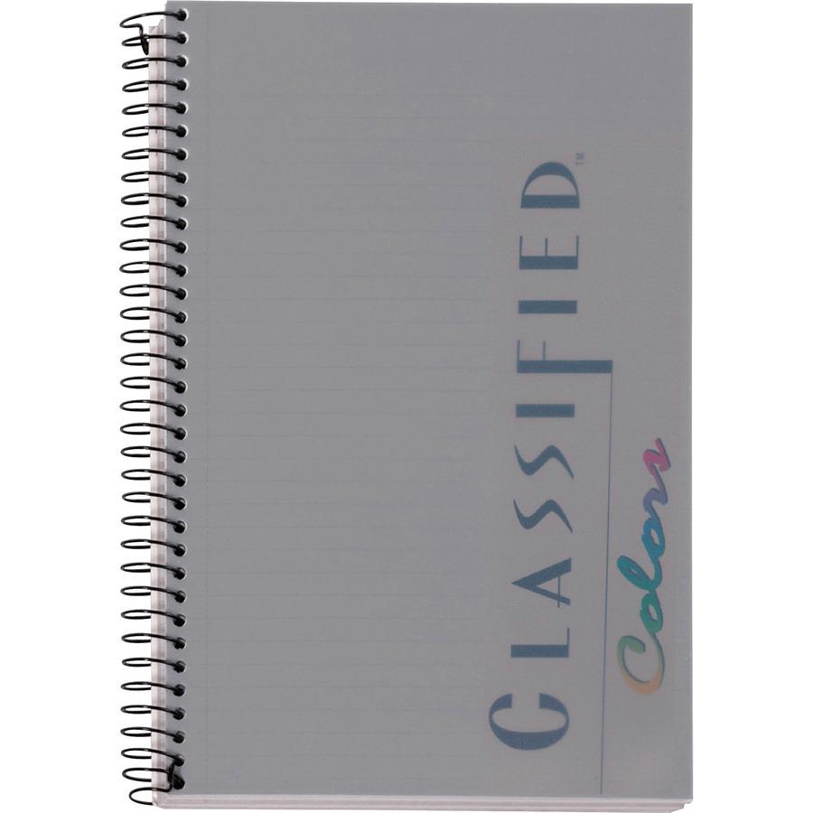 TOPS Classified Business Notebooks - Letter - 100 Sheets - Front Ruling Surface - 20 lb Basis Weight - Letter - 5 1/2" x 8 1/2" - GraphitePlastic Cover - Perforated - 1 Each. Picture 2