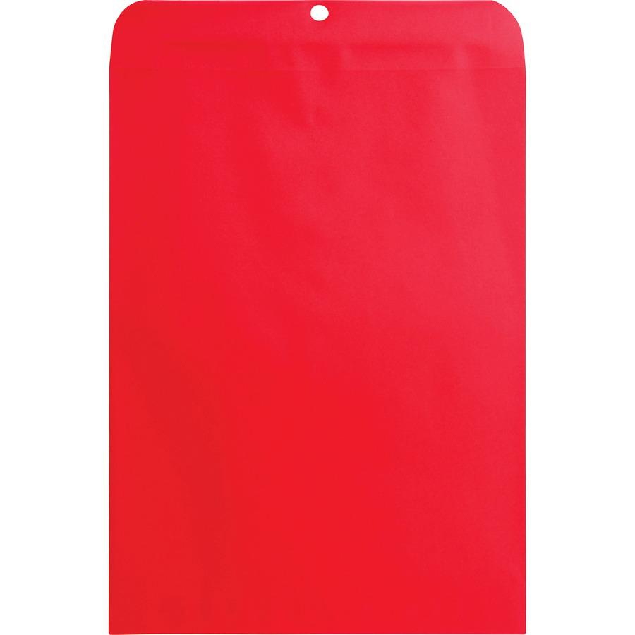 Quality Park 9 x 12 Clasp Envelopes with Deeply Gummed Flaps - Clasp - #90 - 9" Width x 12" Length - 28 lb - Clasp - Red - Paper - 10 / Pack. Picture 6