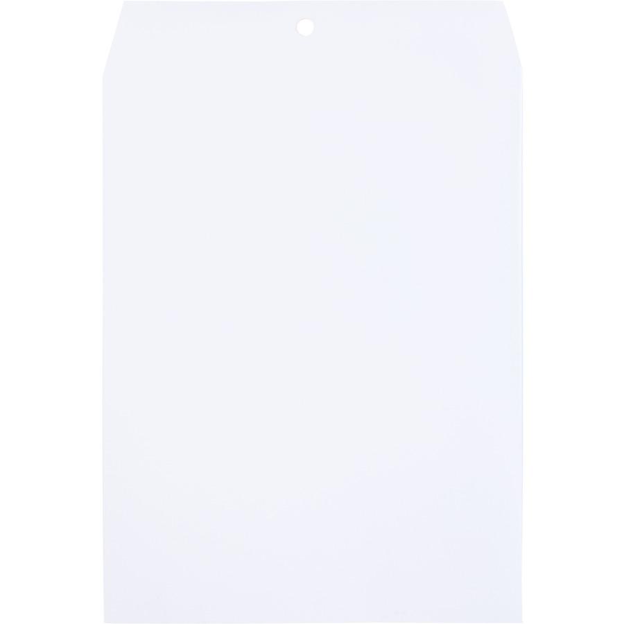 Quality Park 9 x 12 Clasp Envelopes with Deeply Gummed Flaps - Clasp - #90 - 9" Width x 12" Length - 28 lb - Gummed Flap - 100 / Box - White. Picture 2