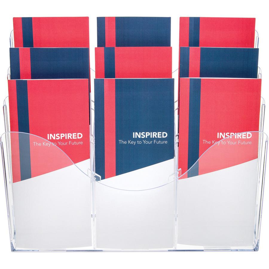 Deflecto Three Tier Document Organizer with Dividers - 9 Compartment(s) - 6 Divider(s) - 3 Tier(s) - 11.5" Height x 13.5" Width x 3.5" DepthDesktop - Clear - 1 Each. Picture 3