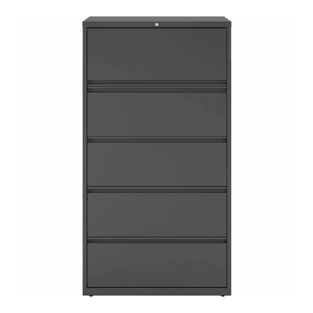 Lorell Fortress Series Lateral File - 36" Width x 18.6" Depth x 67.7" Height - 5 x Drawer(s) - Legal, Letter, A4 - Lateral - Rust Proof, Leveling Glide, Interlocking - Charcoal - Baked Enamel - Steel . Picture 4