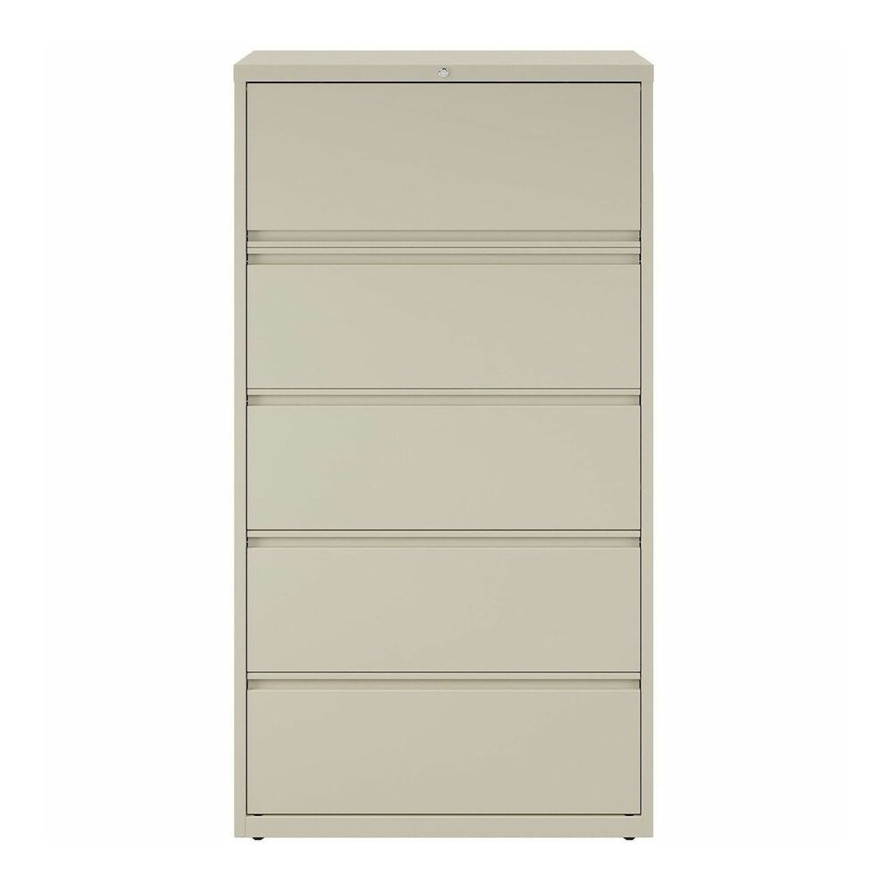 Lorell Fortress Series Lateral File - 36" Width x 18.6" Depth x 67.7" Height - 5 x Drawer(s) for File - Legal, Letter, A4 - Lateral - Rust Proof, Leveling Glide, Interlocking, Ball-bearing Suspension,. Picture 5