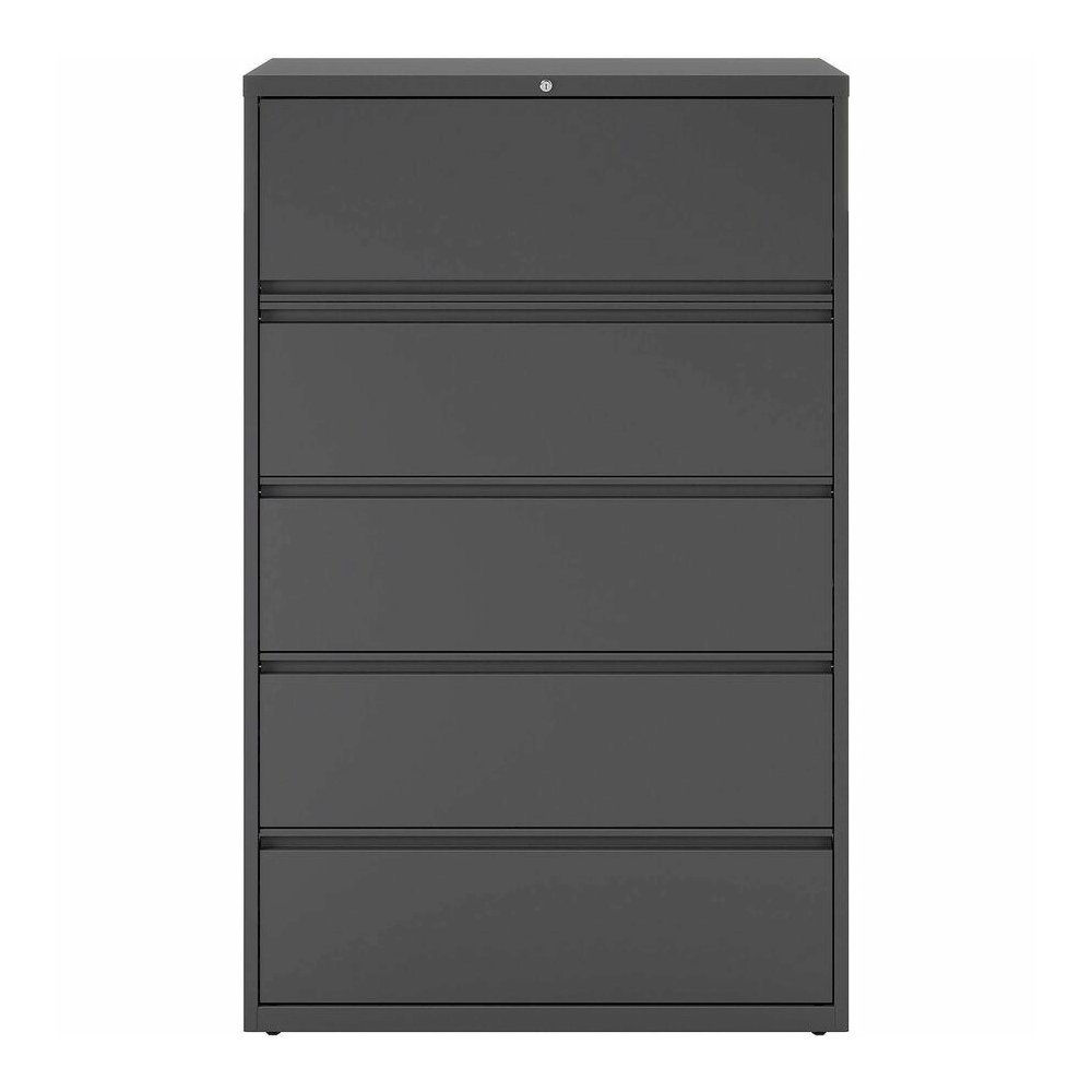 Lorell Fortress Series Lateral File w/Roll-out Posting Shelf - 42" x 18.6" x 67.7" - 5 x Drawer(s) - Legal, Letter, A4 - Lateral - Rust Proof, Leveling Glide, Interlocking - Charcoal - Steel - Recycle. Picture 4