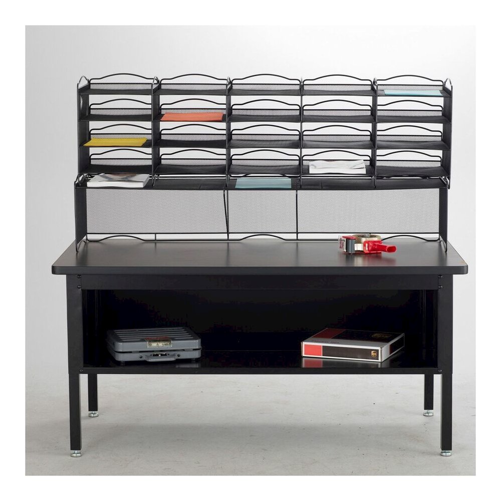 Safco 12-Compartment Mesh Desktop Organizer - 12 Compartment(s) - Compartment Size : 1.75" x 9.50" x 12.25" - 11.25" Height x 30" Width x 12.62" Depth - Desktop - Stackable - Powder Coated - Black - S. Picture 3