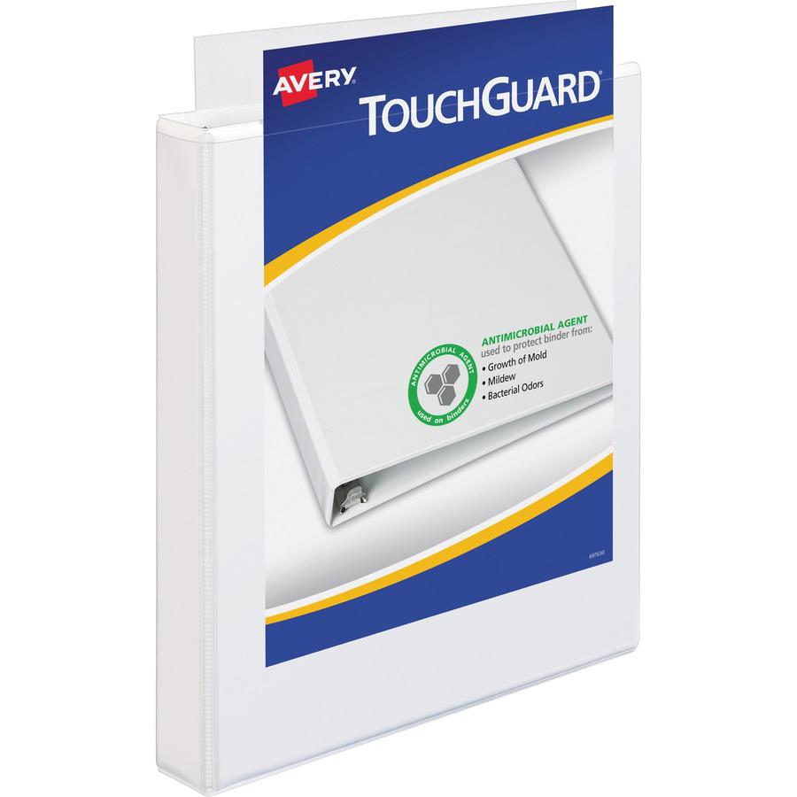 Avery&reg; TouchGuard View 3 Ring Binder - 1" Binder Capacity - Letter - 8 1/2" x 11" Sheet Size - 250 Sheet Capacity - 3 x Slant Ring Fastener(s) - 4 Pocket(s) - Polypropylene - Recycled - Pocket, Du. Picture 4